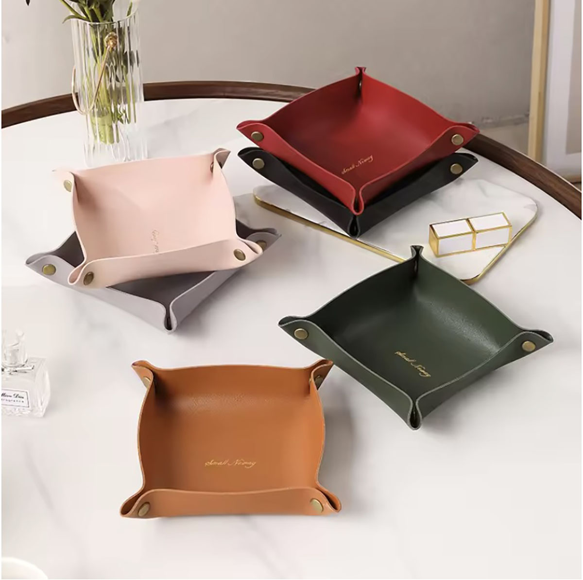 Beauty Makeup Box - Nordic Style Leather Storage Tray Desktop