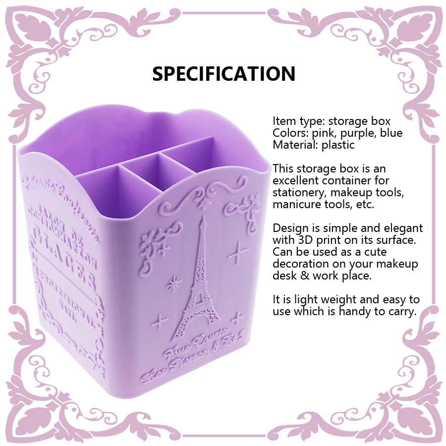 4-Compartment Nail Art Brush H - Beauty Makeup Box ulasan dan harga