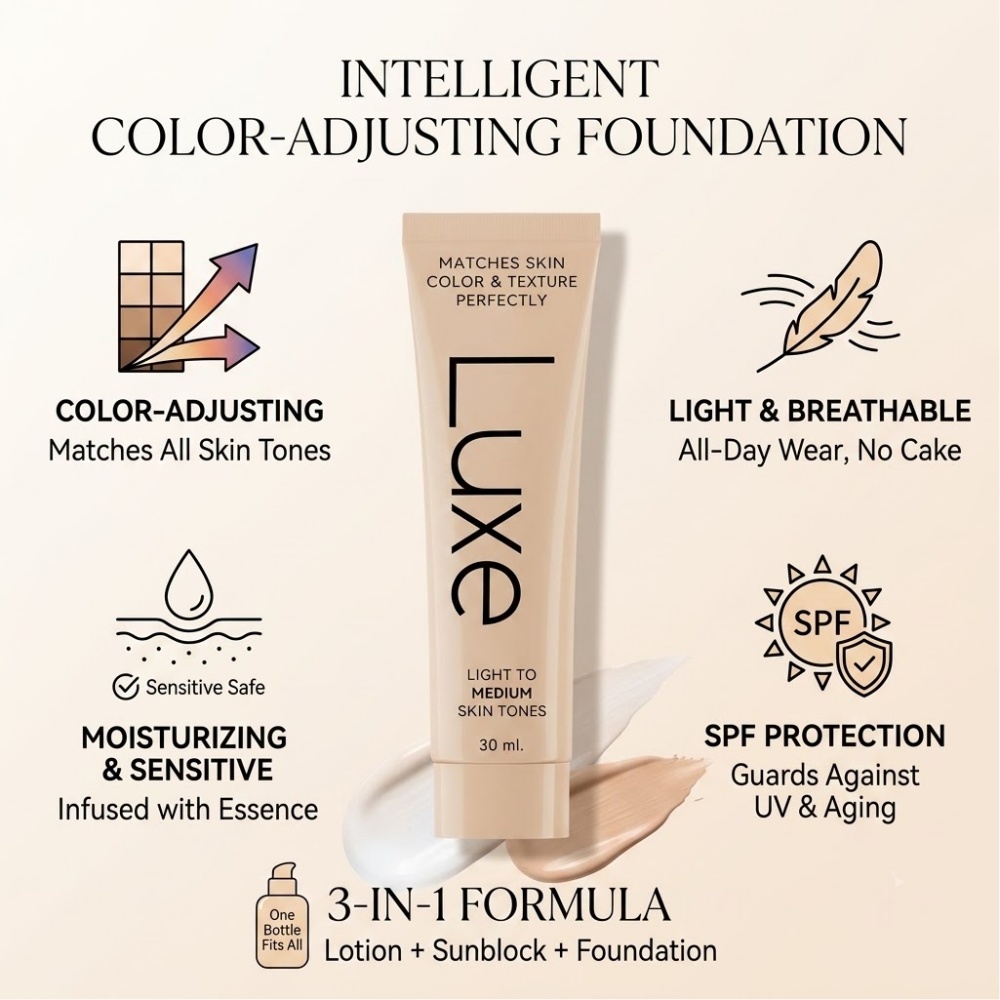 LUXE Smart Shade Adapting Liqu - Beauty Luxe Makeup ulasan dan harga